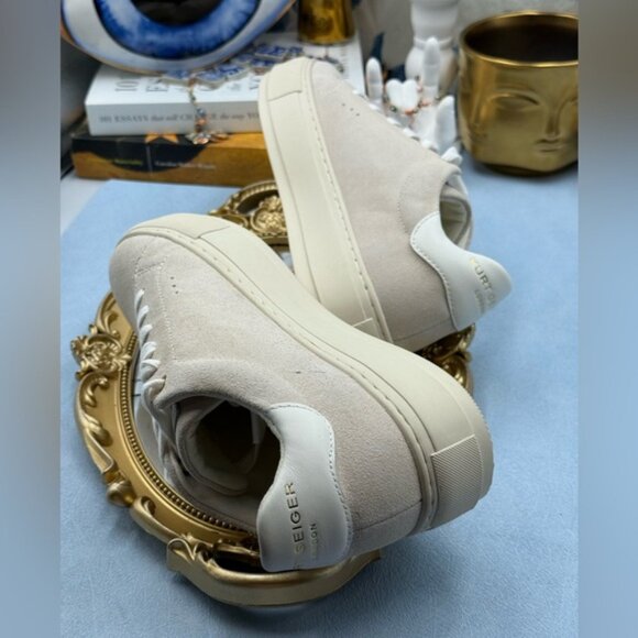 🆕 KURT GEIGER LONDON 🧿NWOB Laney Flower Embellished Sneakers, Bone, Sz 40 US 9 - Picture 13 of 16
